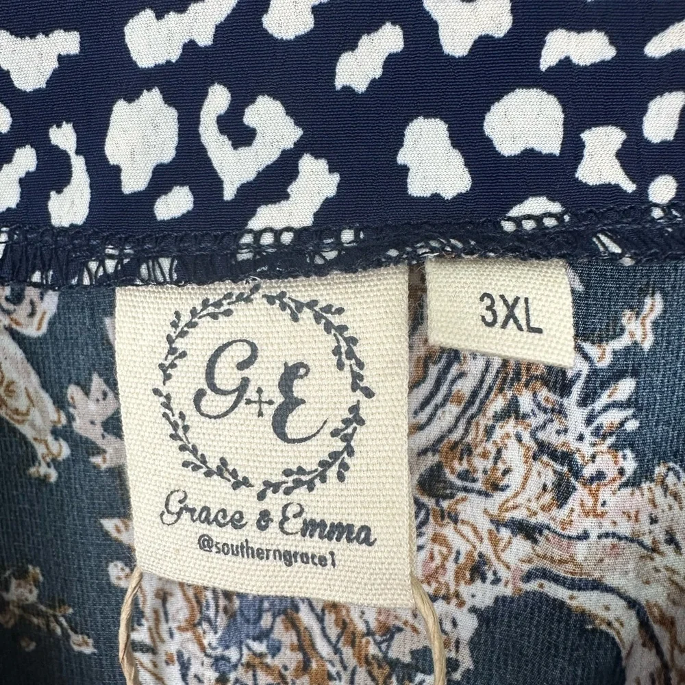 Grace & Emma Paisley Print Boho Bell Sleeve Dress Size 3XL NWT NEW